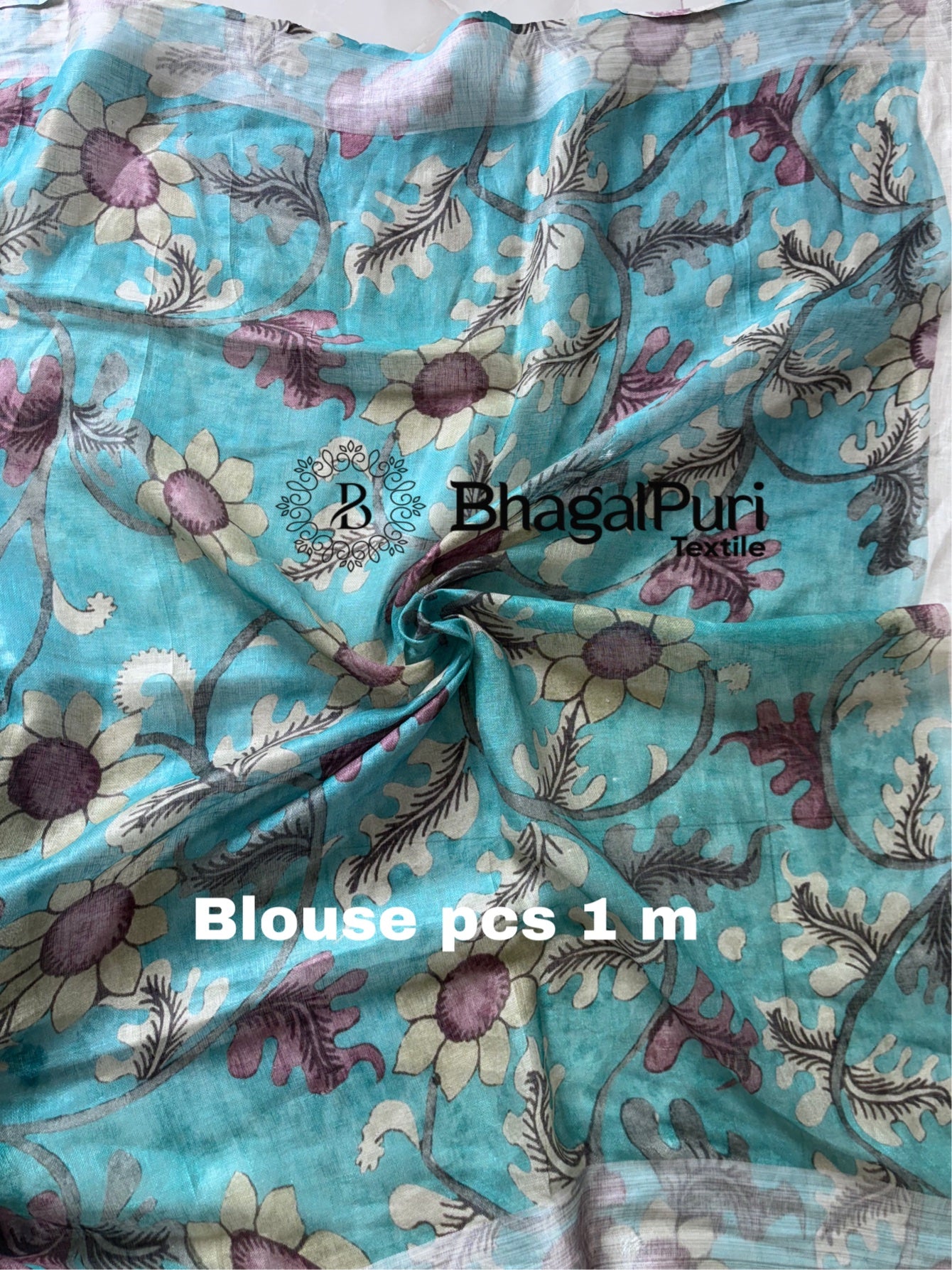 Blossom Bloom Linen Digital Saree (Search code-1090)