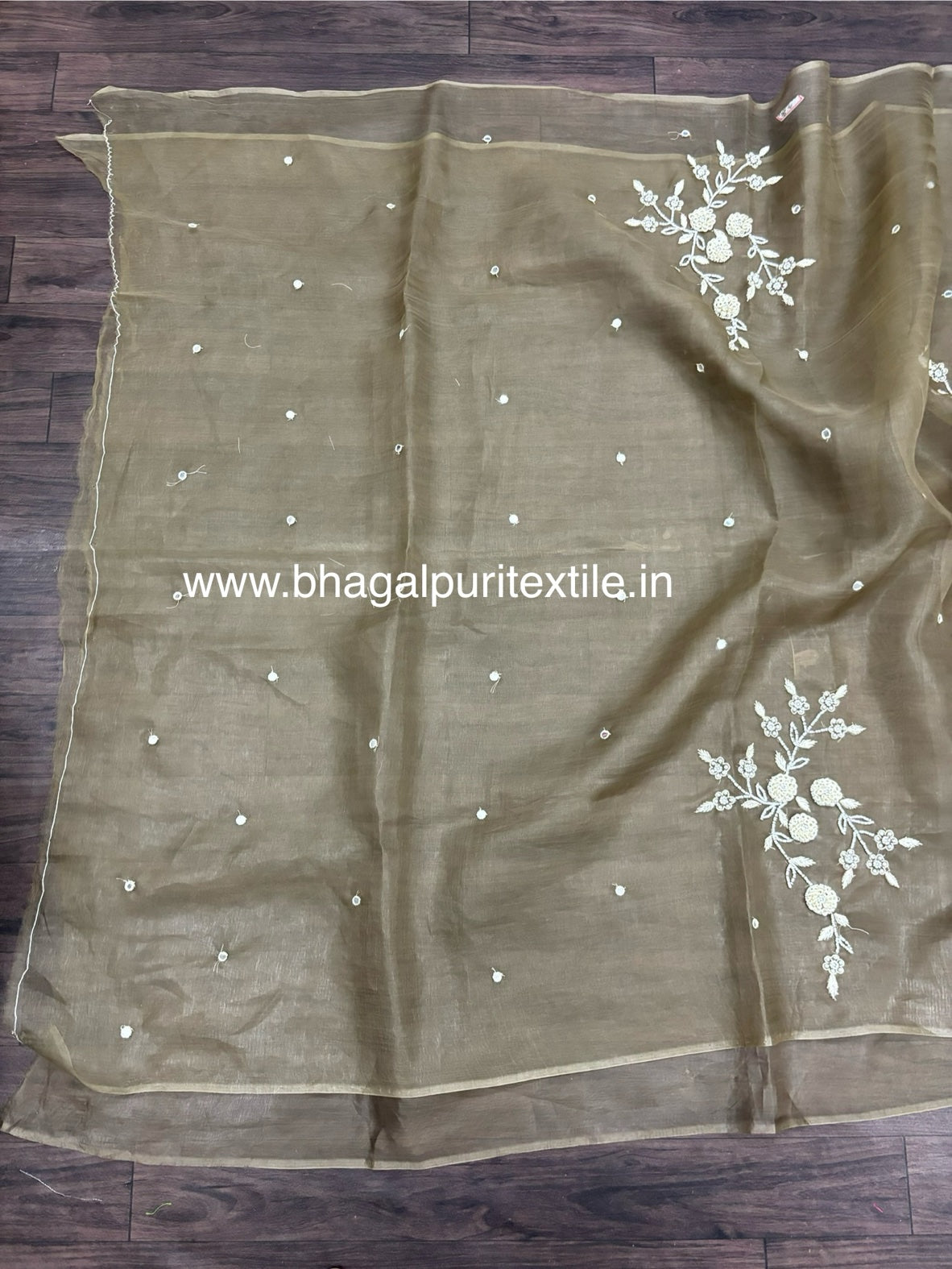 Organza Beads Work Saree Search Code 1046
