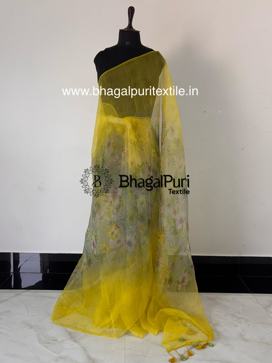 Noor-E-Bahar Organza Silk Digital Print Saree (Search code-1043).