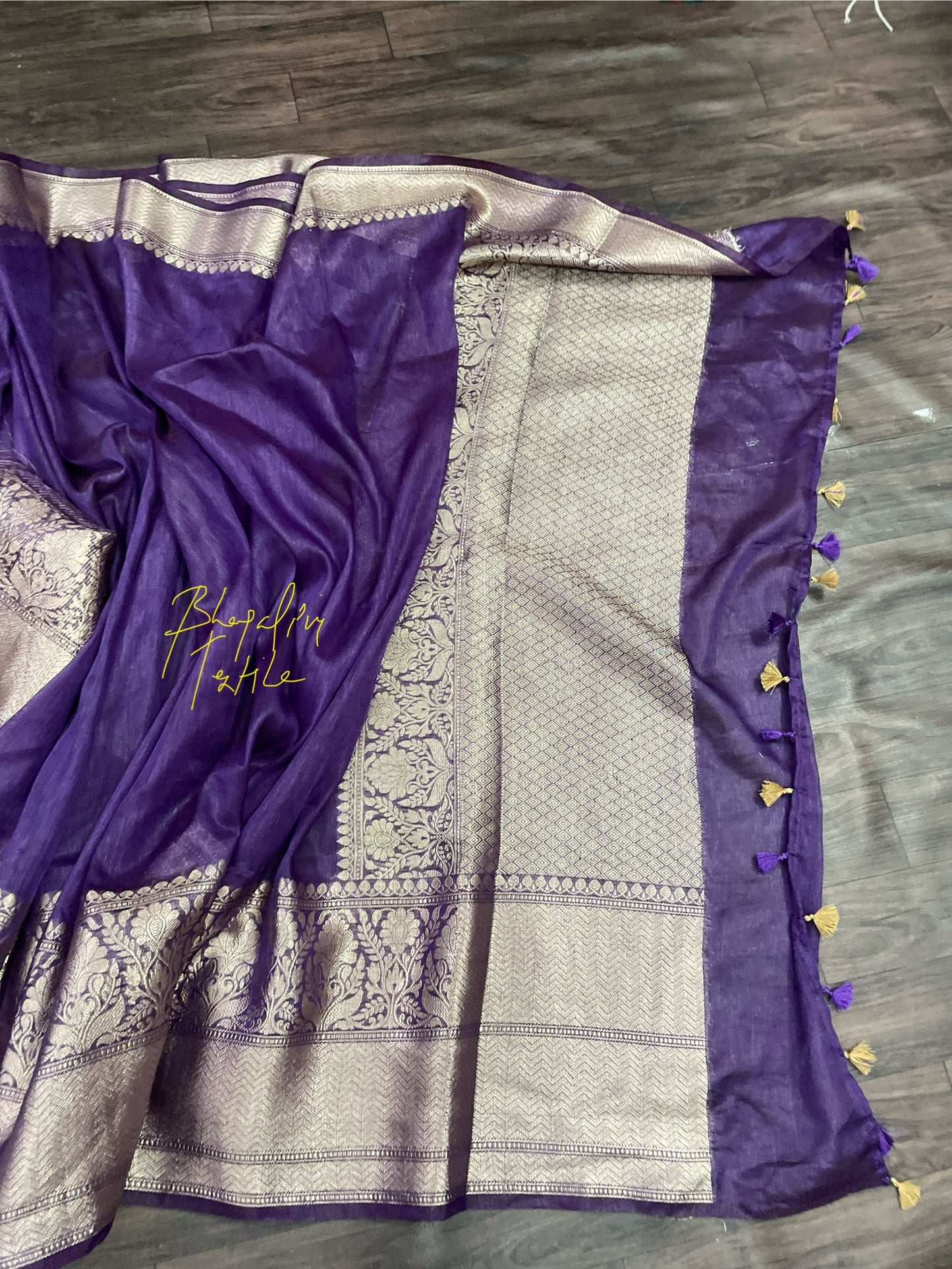 Linen Silk Banarasi Saree Lavender (Search Code -1053)