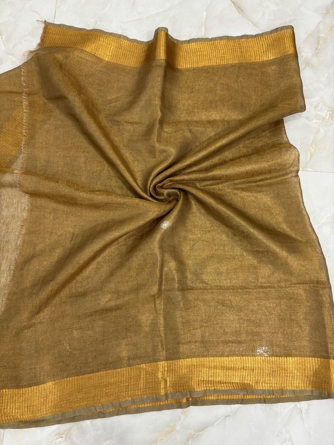 Customized Copper Handwork Tissue Linen Saree (Search code -1065)