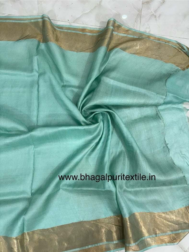 Sea Green Tussar Silk Saree (Search code-1058)