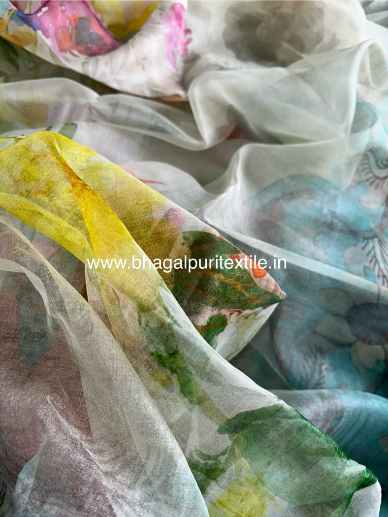 Garden of Dreams Organza Silk Digital print Saree
(Search Code-1043)