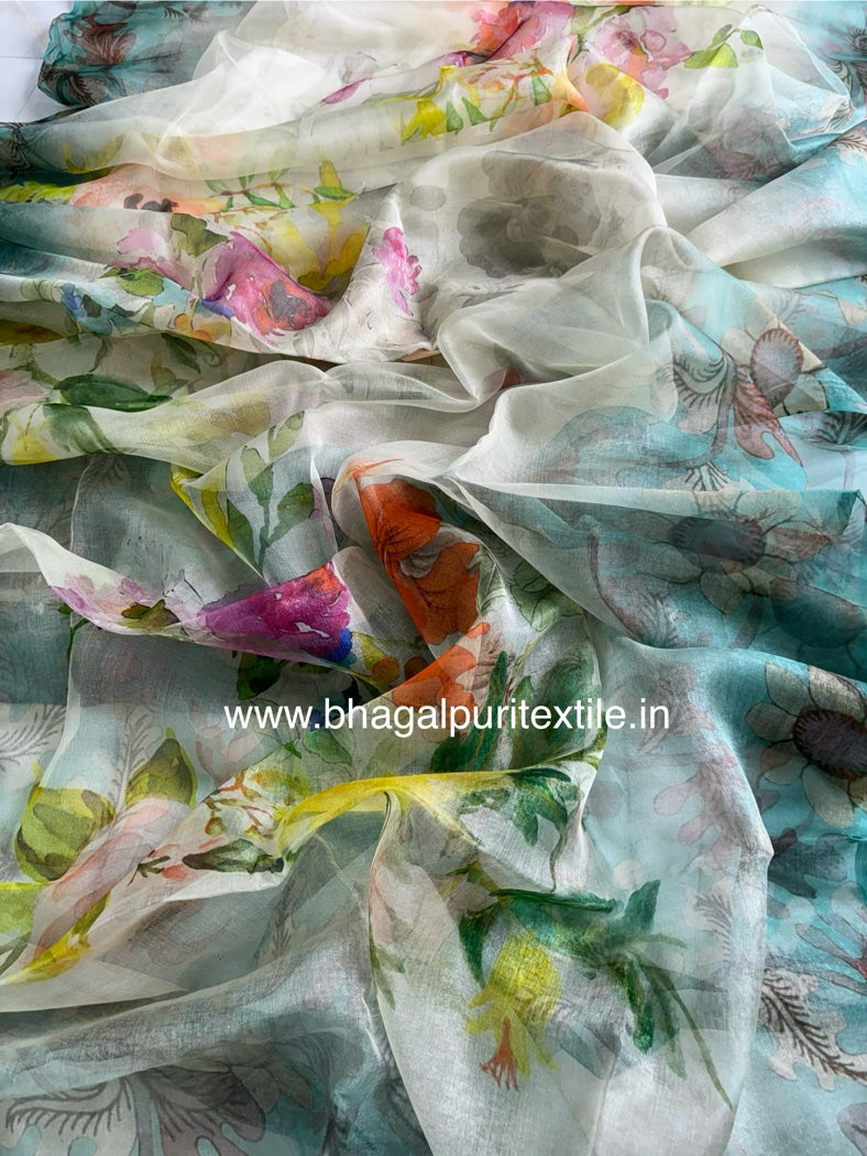 Garden of Dreams Organza Silk Digital print Saree
(Search Code-1043)