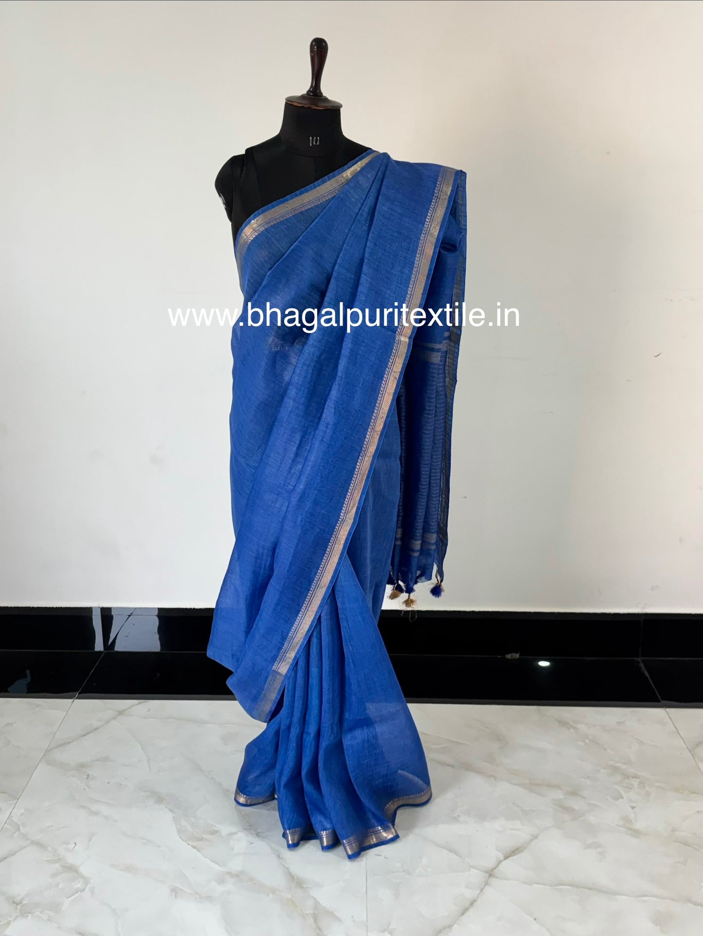 Midnight Blue Weave Silk Linen Saree With Running Blouse 1M (Search Code-1077)
