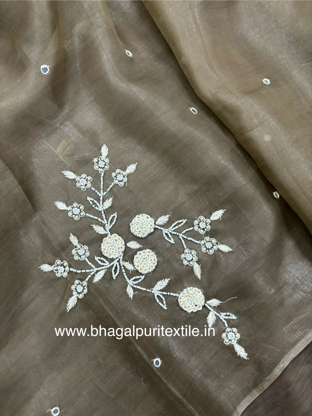 Organza Beads Work Saree Search Code 1046