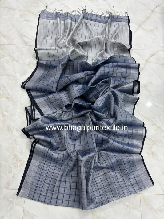 Woven Wishper Linen Tissue check saree (Search Code-1062)