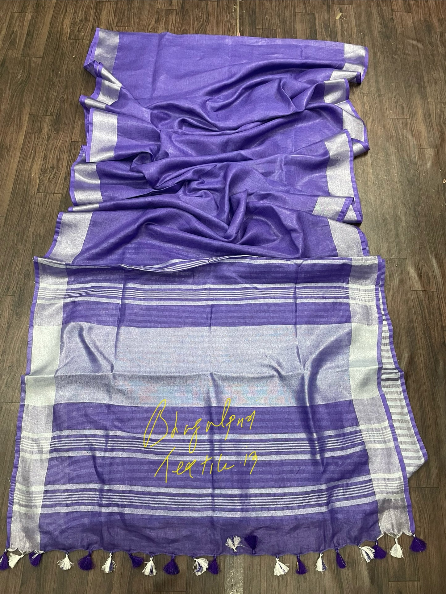 Linen Lavender plain saree