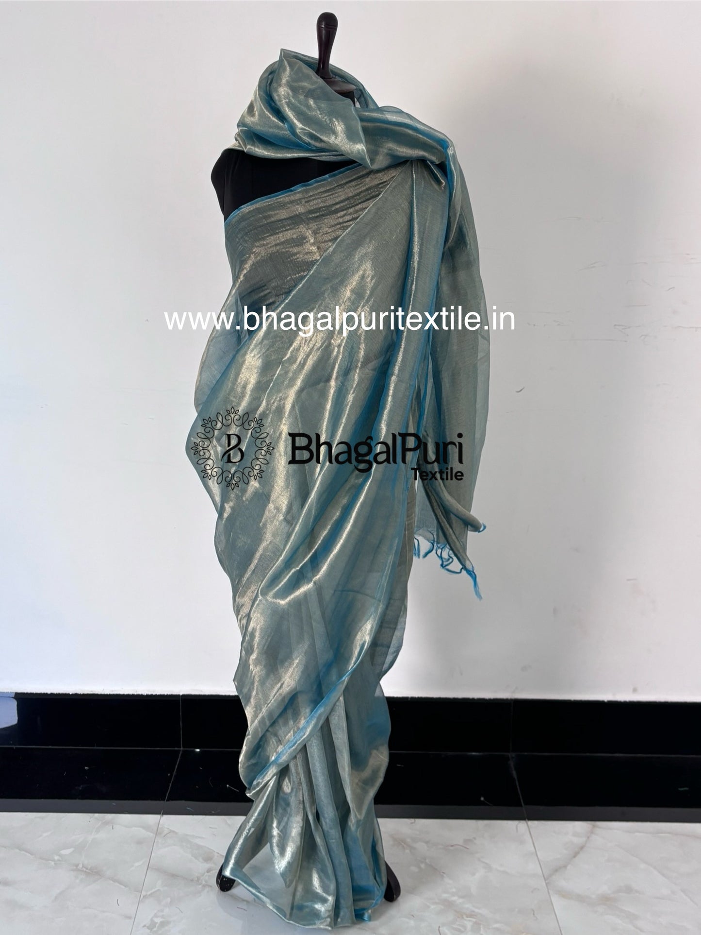 CrystalWeave Glass Tissue Silk Saree (Search Code-10159)