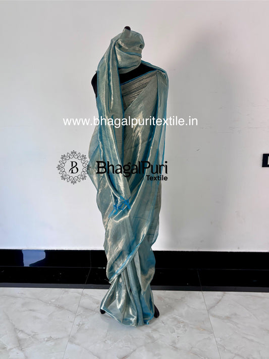 CrystalWeave Glass Tissue Silk Saree (Search Code-10159)
