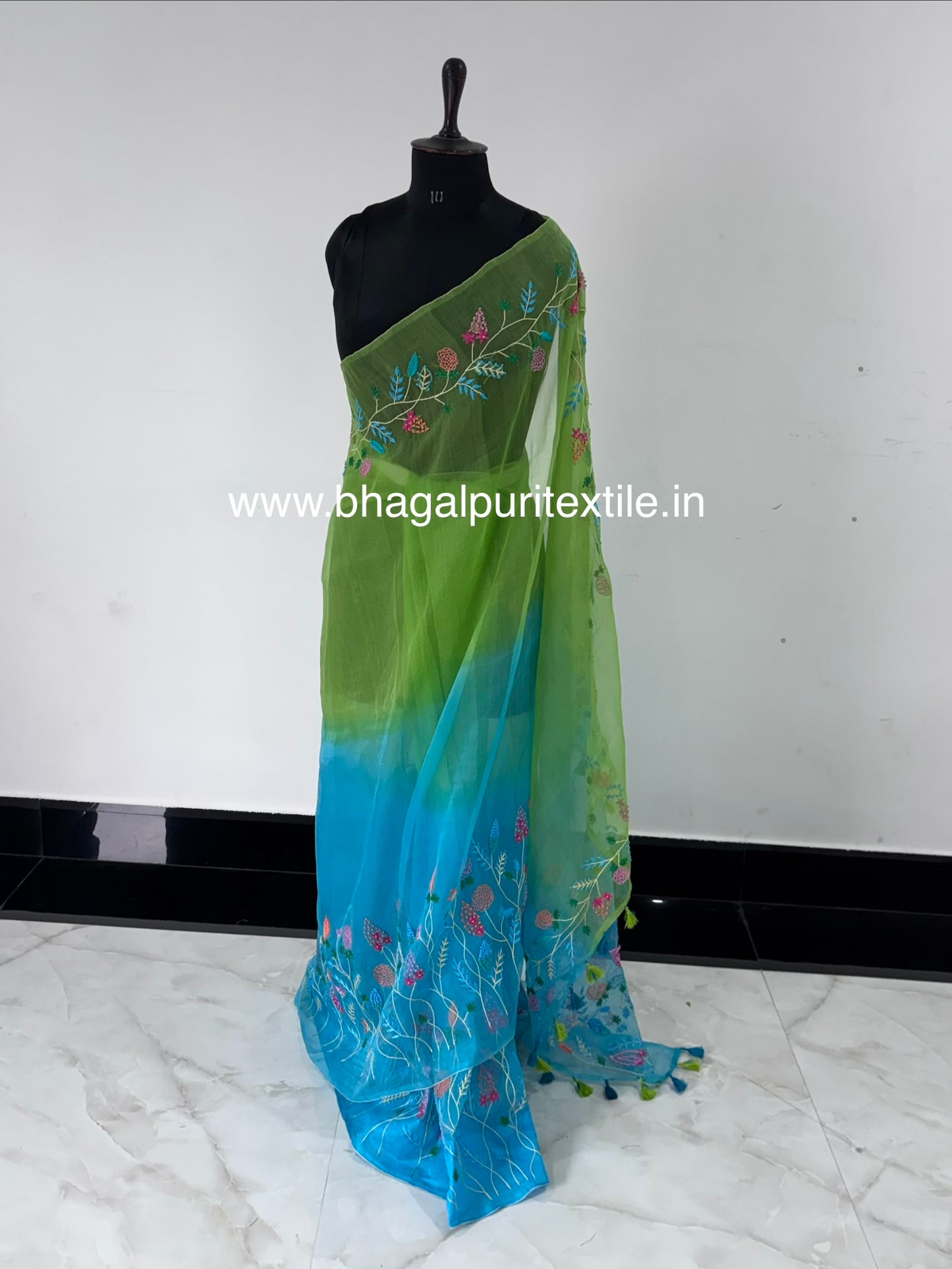 Meher Green Firoza Full Handwork Saree (Search code -F1016)