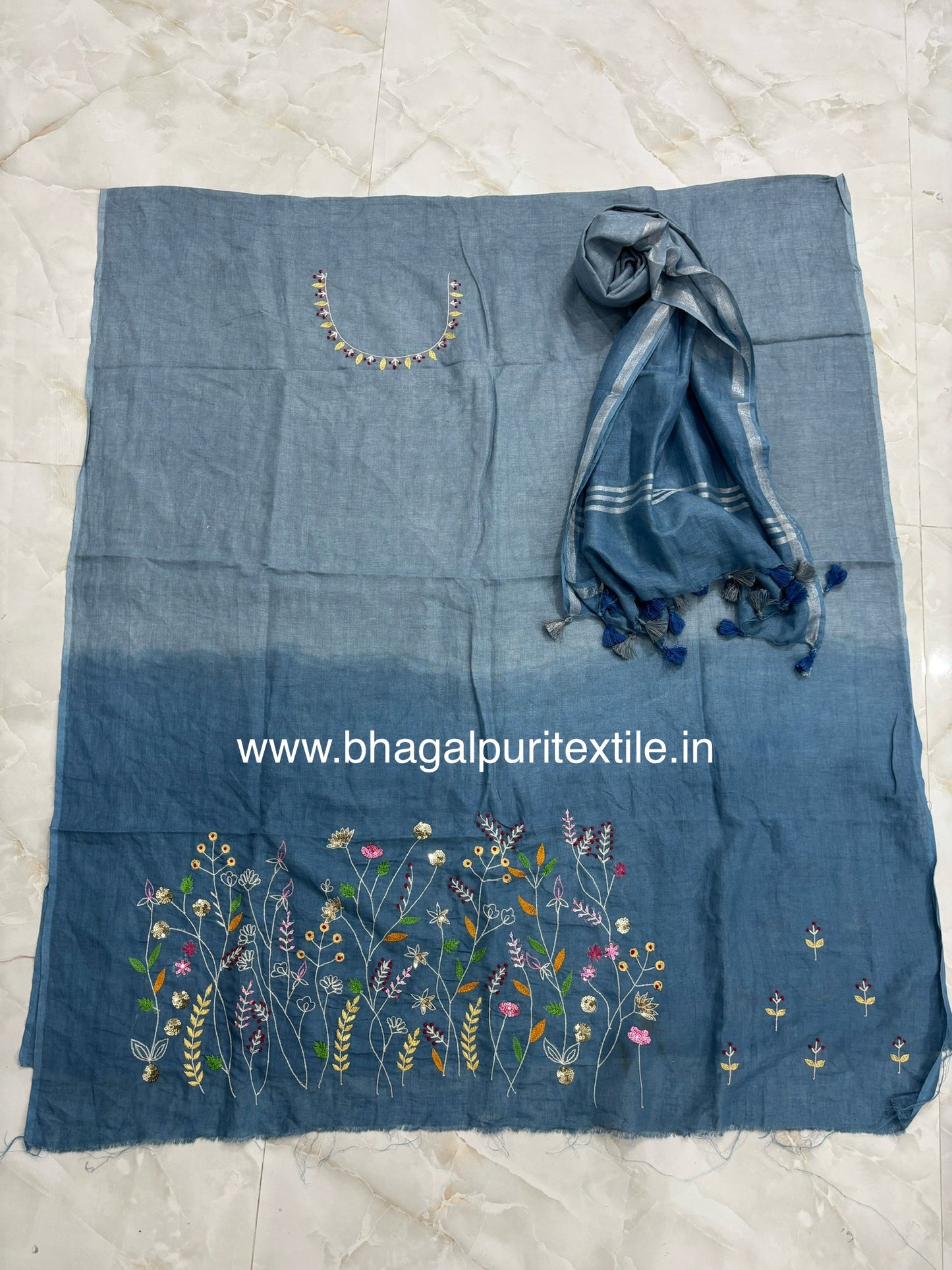 Linen Threaded Grace Un-stiched Dress (Search code-1066)