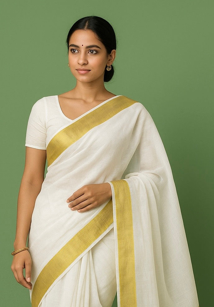 Noor-e-Linen Raw Golden Saree
(Code -1069)