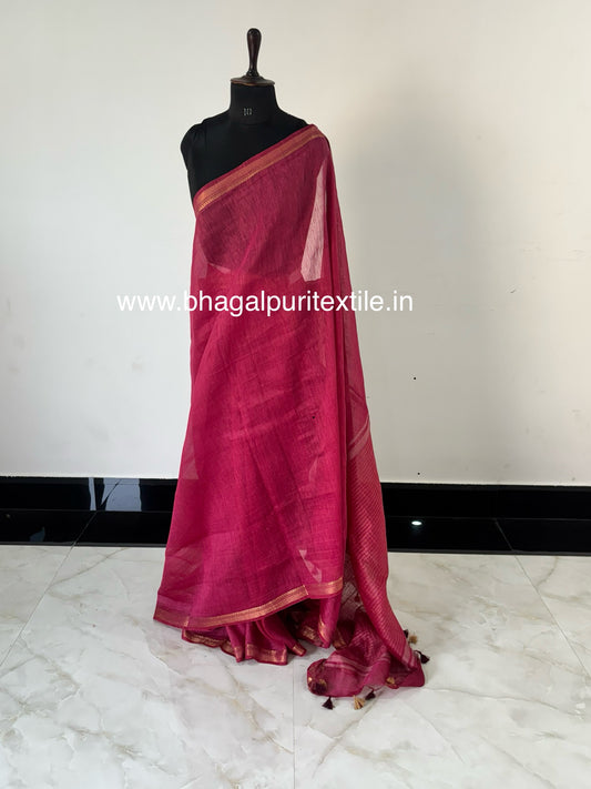 Burgundy Dream Weaver Premium Silk Linen Saree With Running Blouse 1M (Search Code-1077)