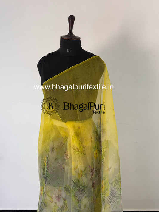 Noor-E-Bahar Organza Silk Digital Print Saree (Search code-1043).