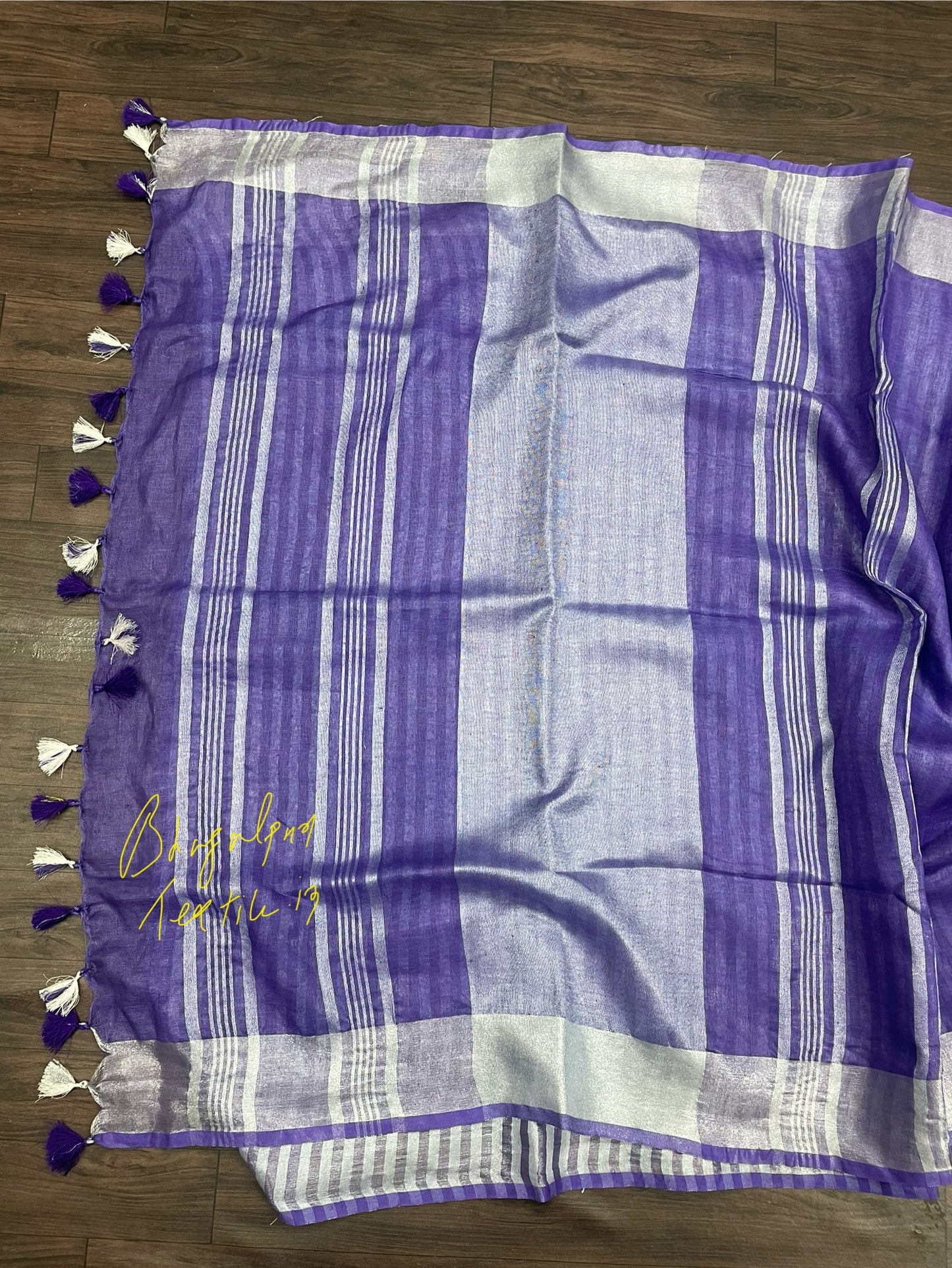 Linen Lavender plain saree