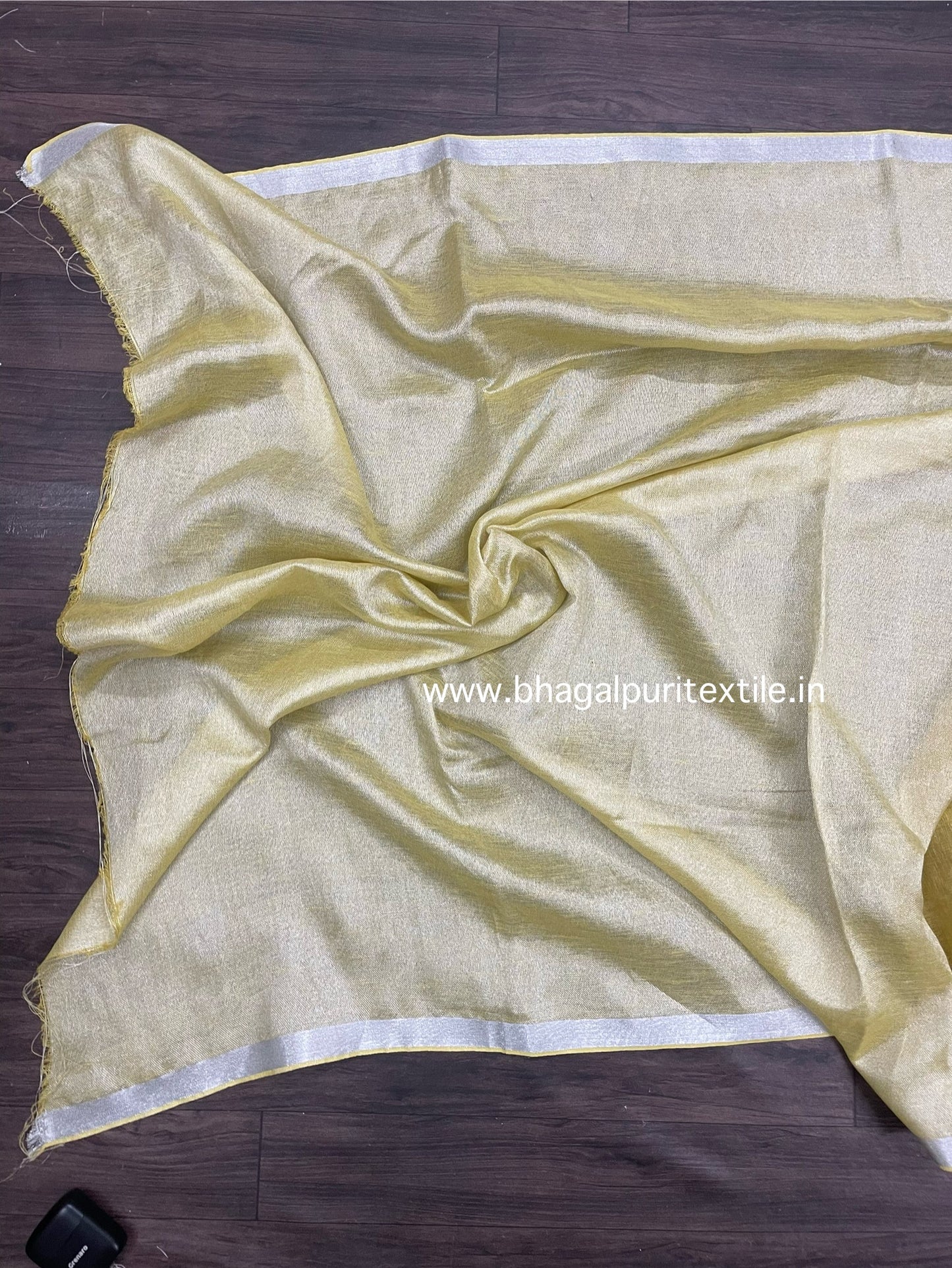 Linen Hand Embroidered Saree Yellow (Search Code-1026)