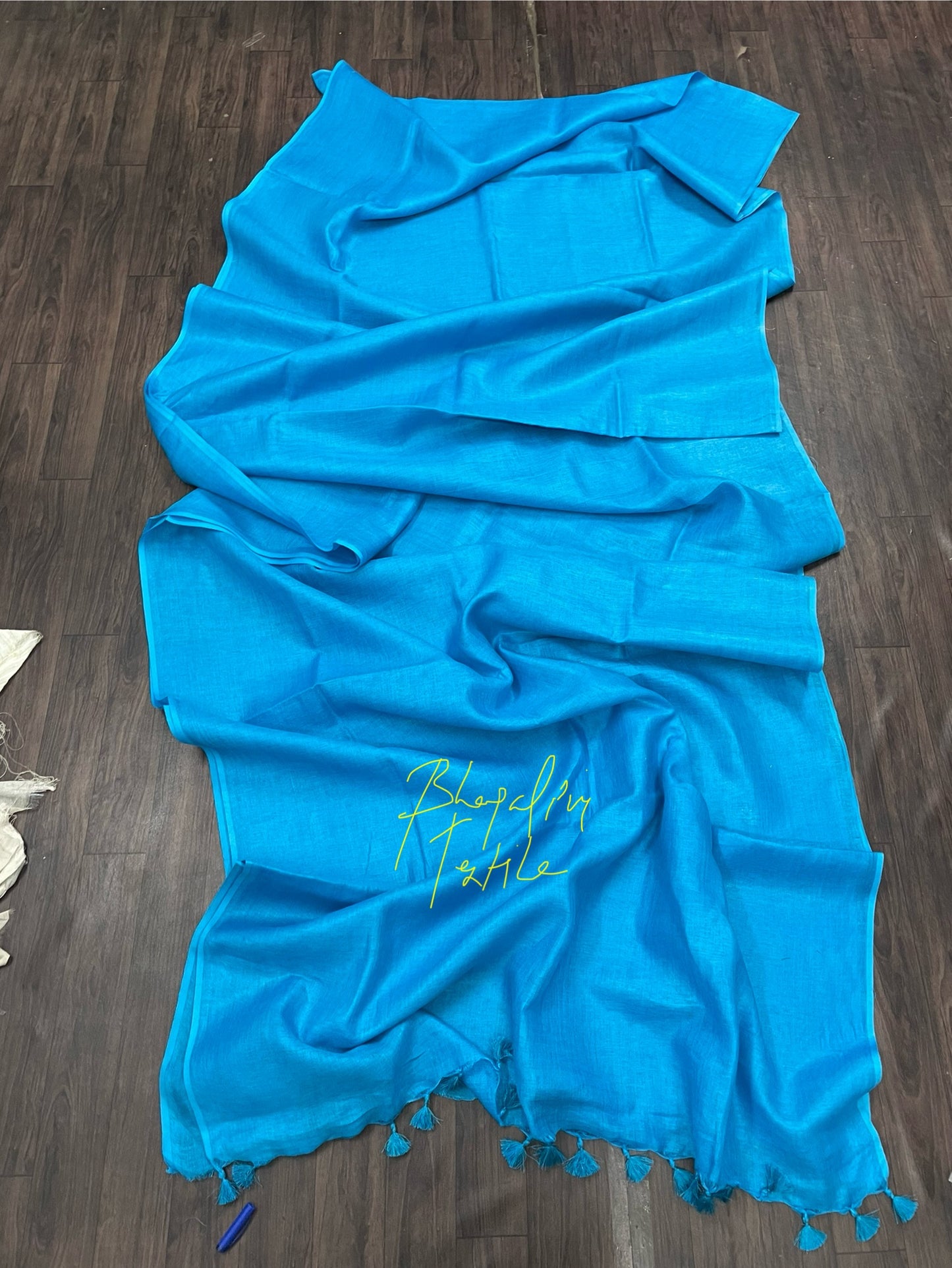 Linen Firoza Plain Saree(Search Code-10111)