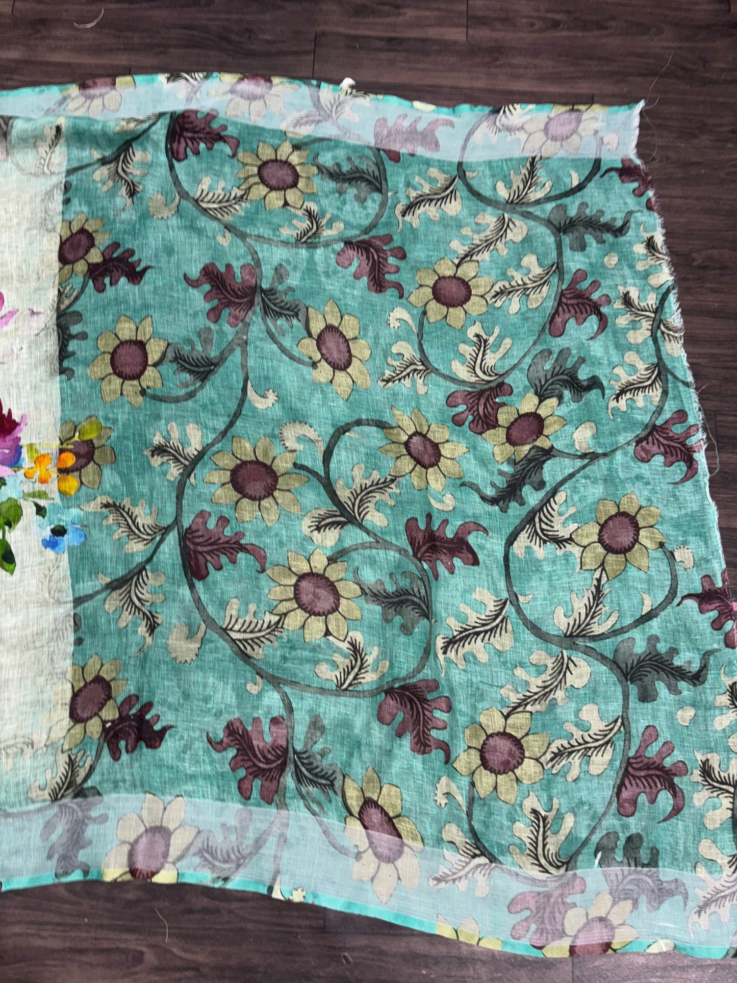 Blossom Bloom Linen Digital Saree