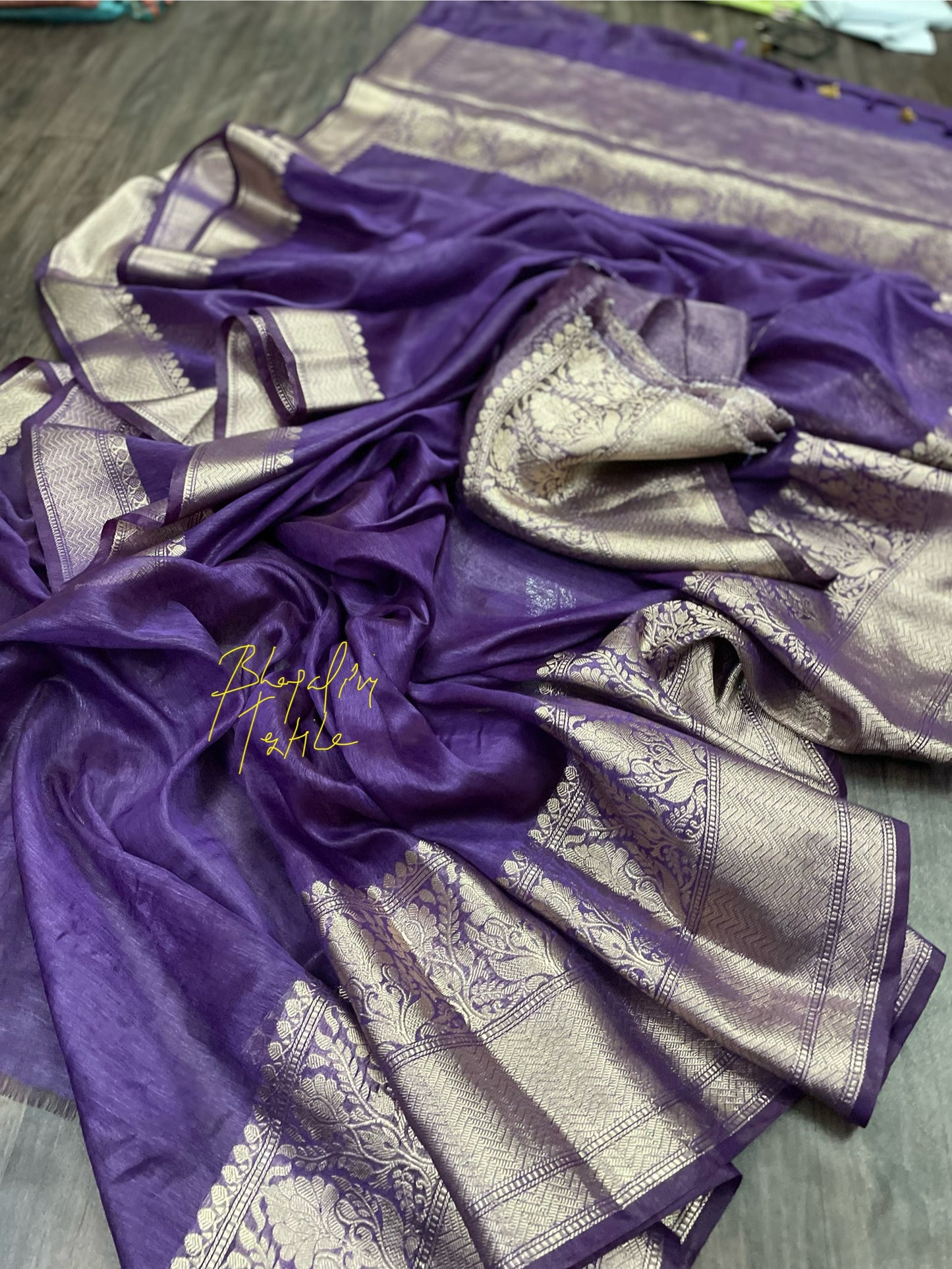 Linen Silk Banarasi Saree Lavender (Search Code -1053)