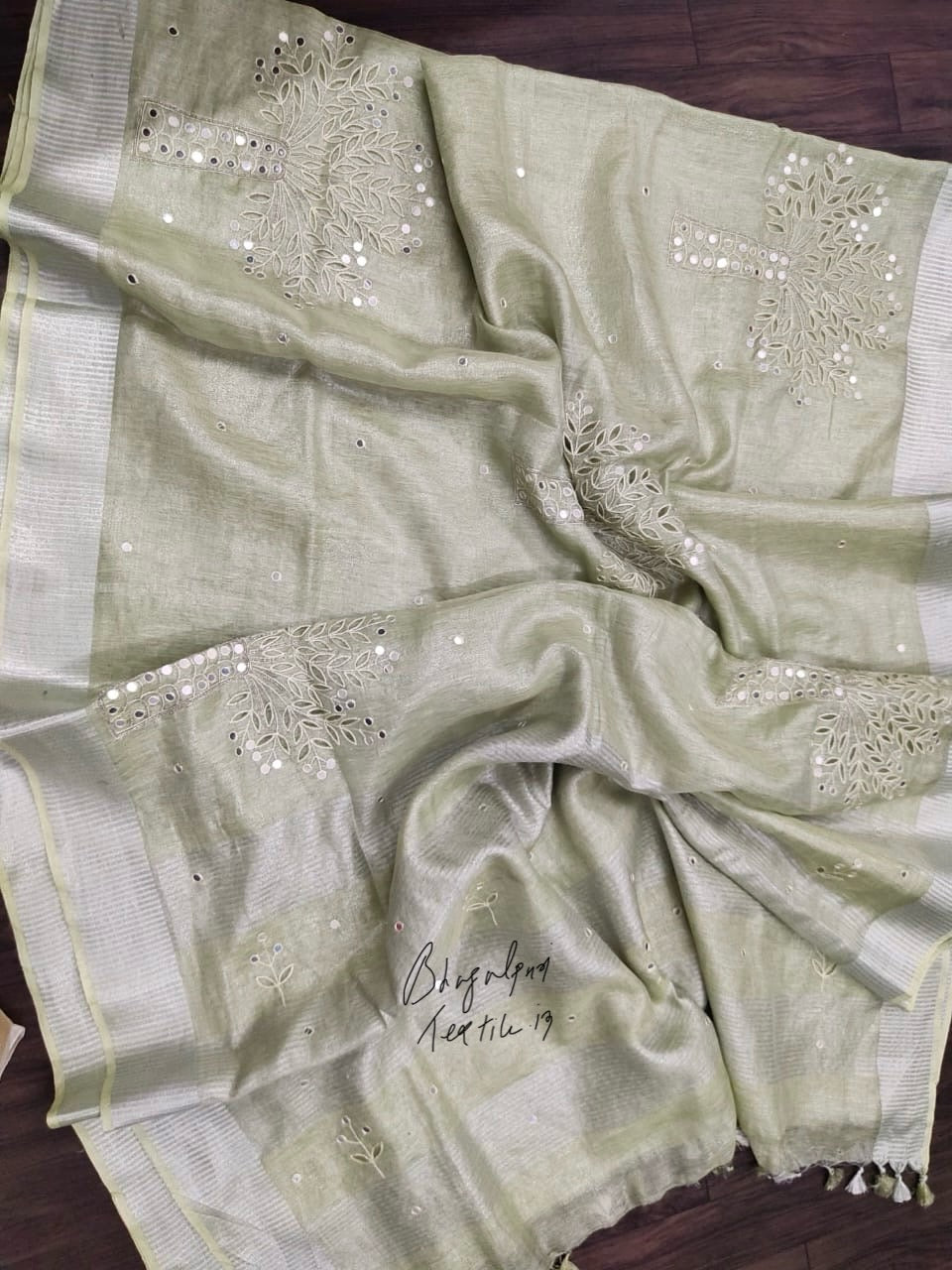 Tissue cutwork saree