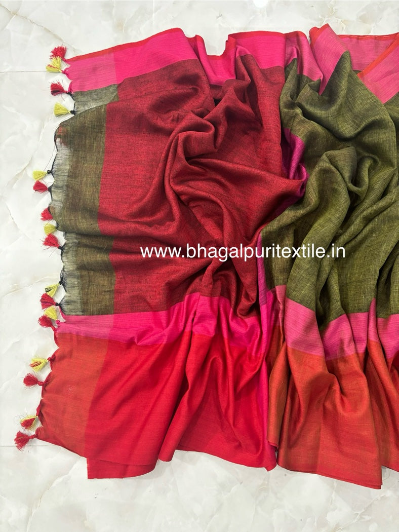 Desert Rose Linen Saree (Search Code-1051)