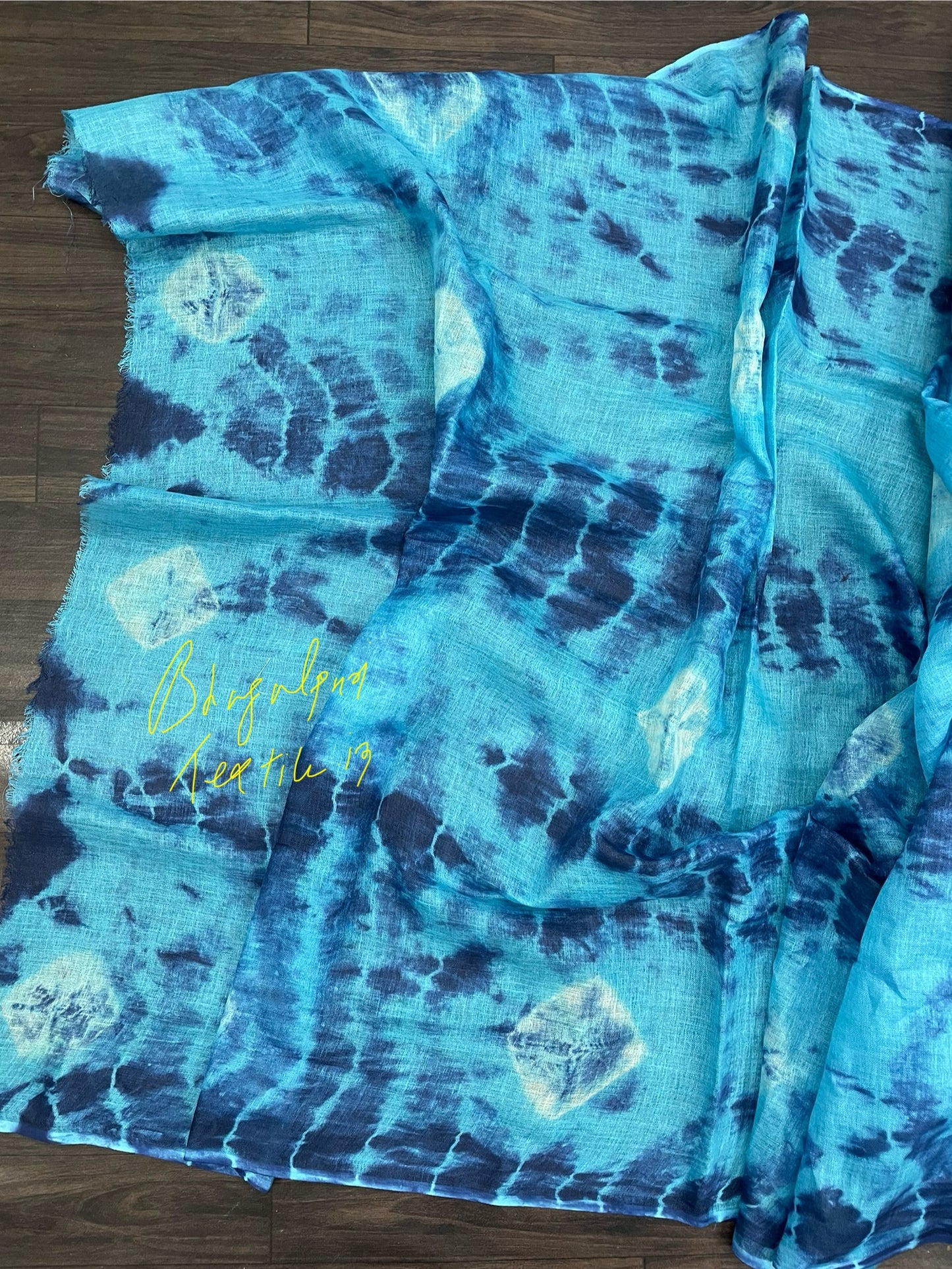 Linen Tourquish Blue Sibori Saree(Search Code - 10146)