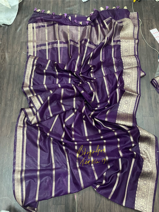 Banarasi Soft Silk Stripes Saree(Search Code-10145)