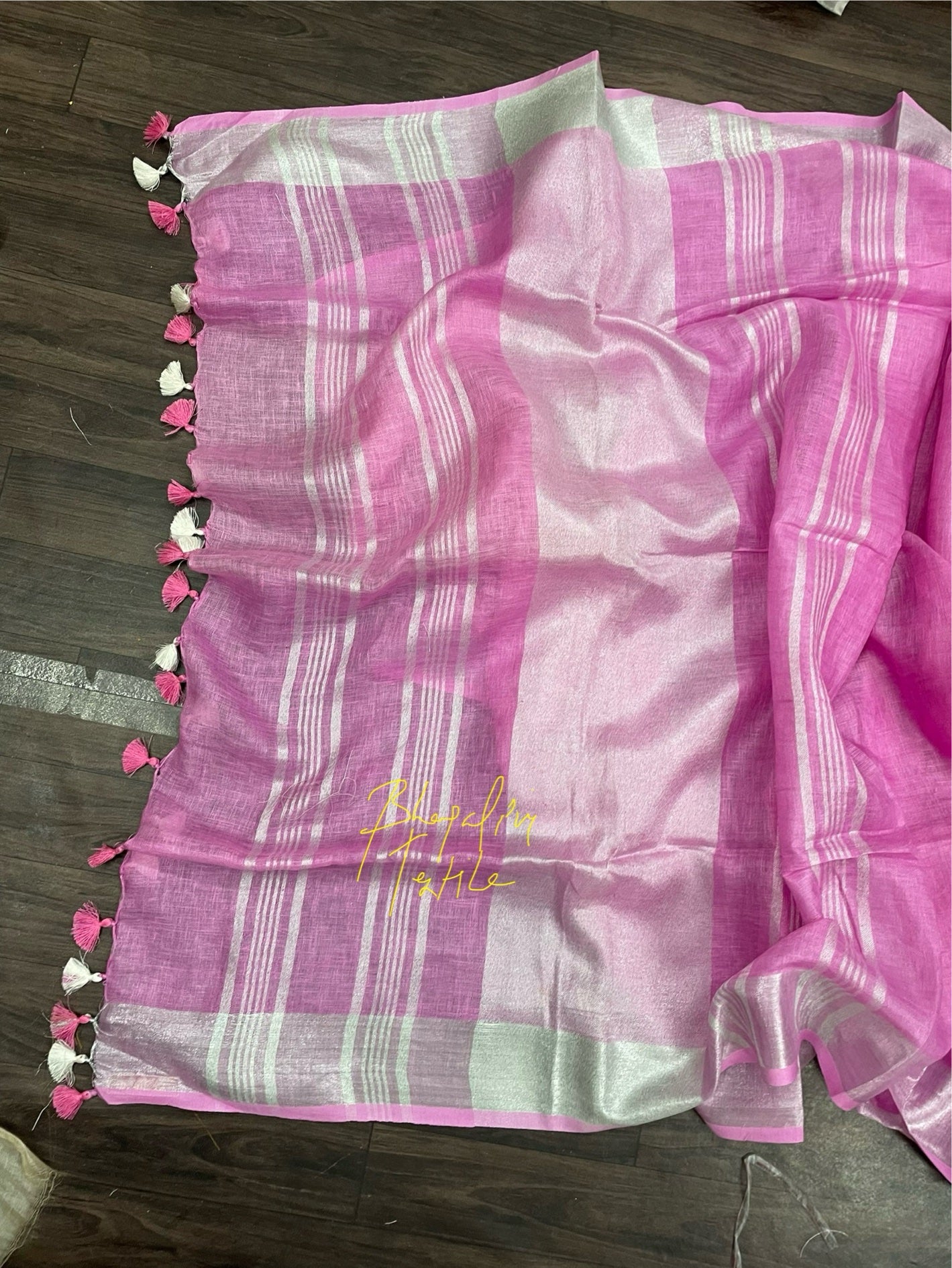 Pink Petal Linen Saree