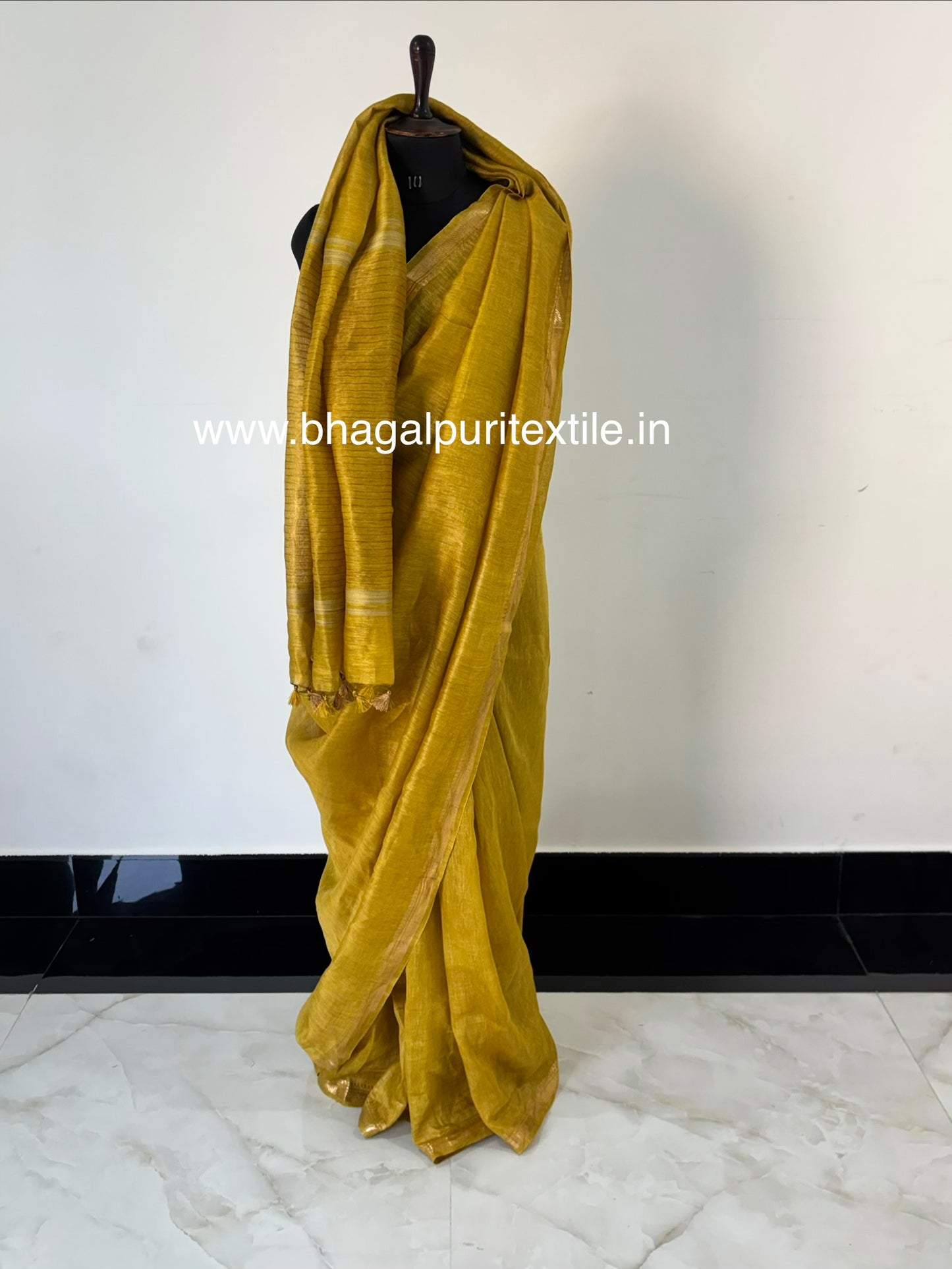 Sunlit Glow Yellow Silk Linen Saree With Running Blouse 1M (Search Code-1077)