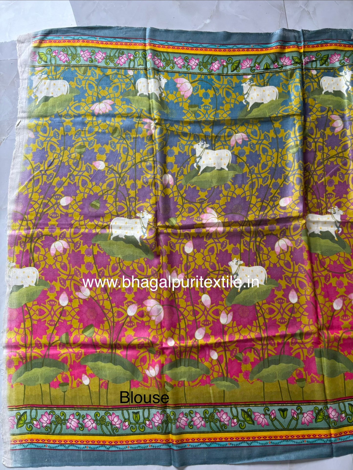 Classic Petal Pure Tussar Silk Digital Print Saree(Search Code-10161)