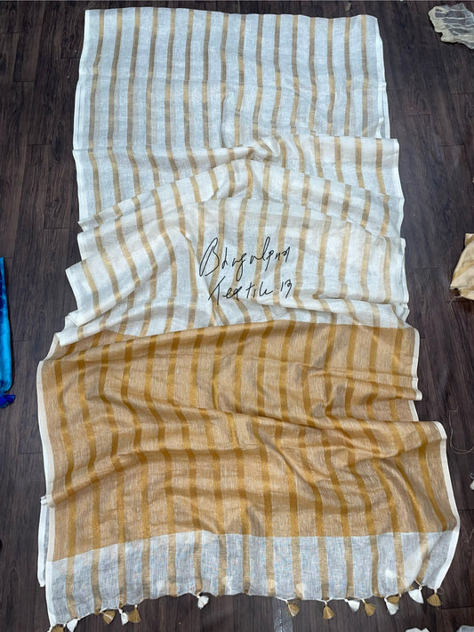 Linen Copper Stripes Saree(Search Code-10107)