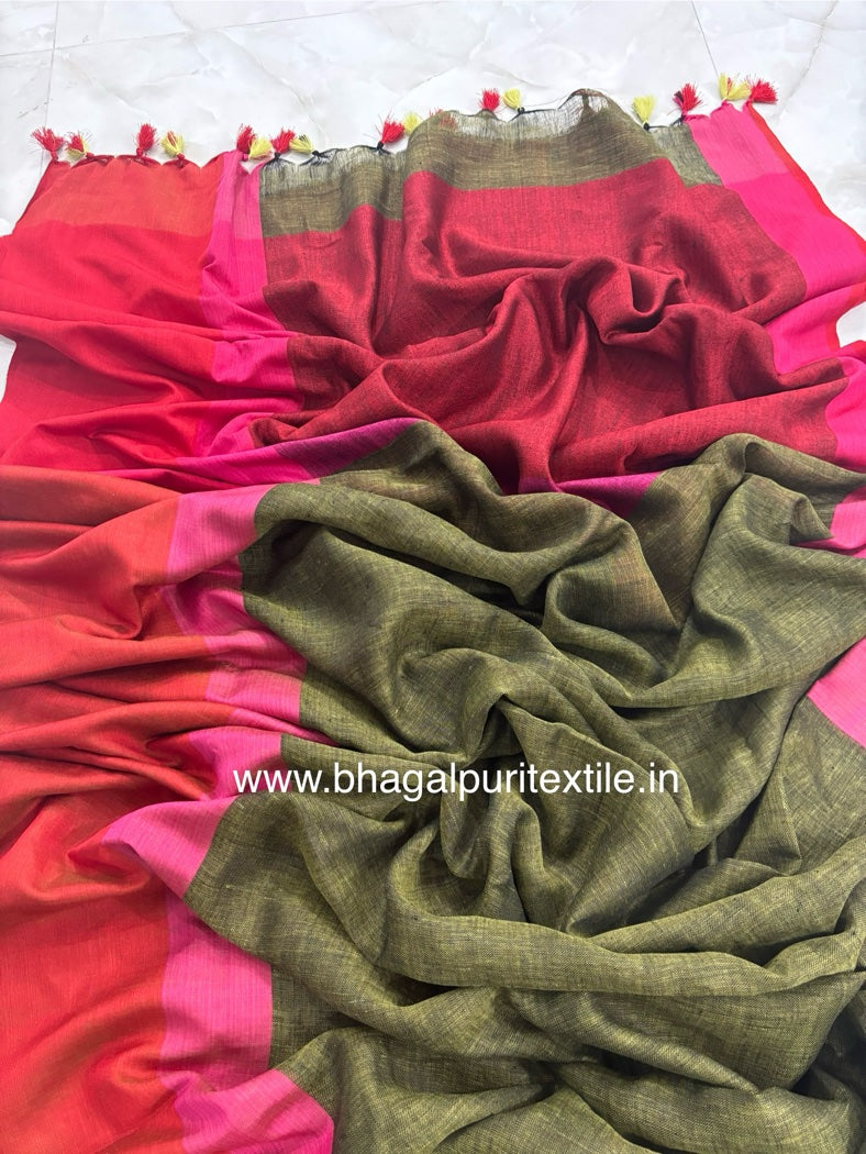 Desert Rose Linen Saree (Search Code-1051)