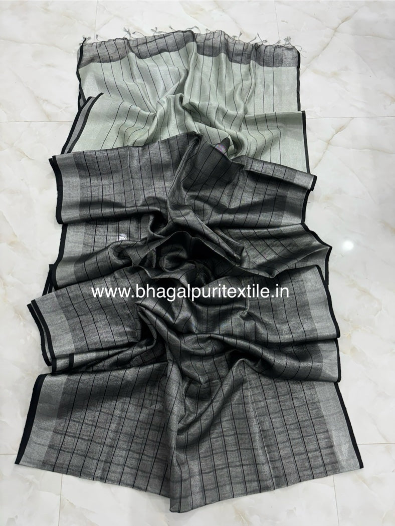 Woven Wishper Linen Tissue check saree (Search Code-1062)