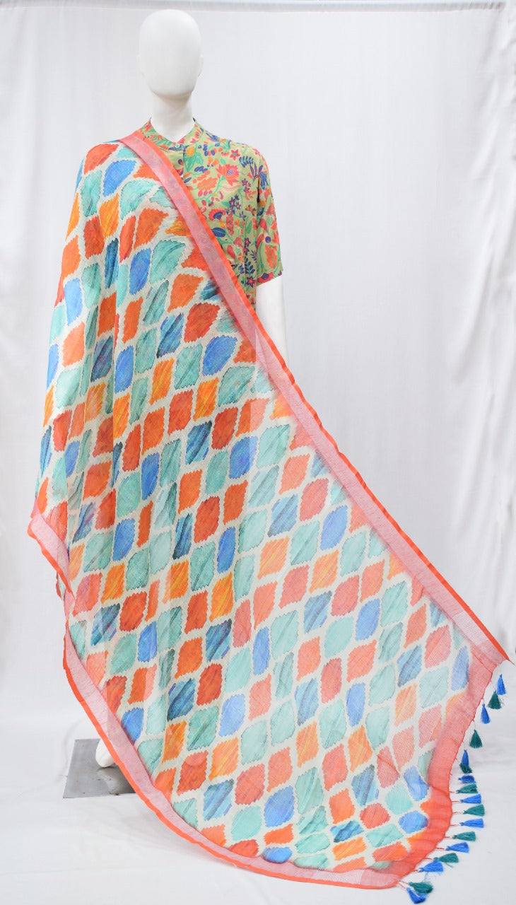 Digital Print Linen Dupatta