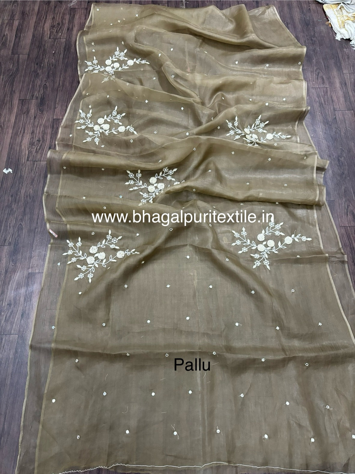 Organza Beads Work Saree Search Code 1046