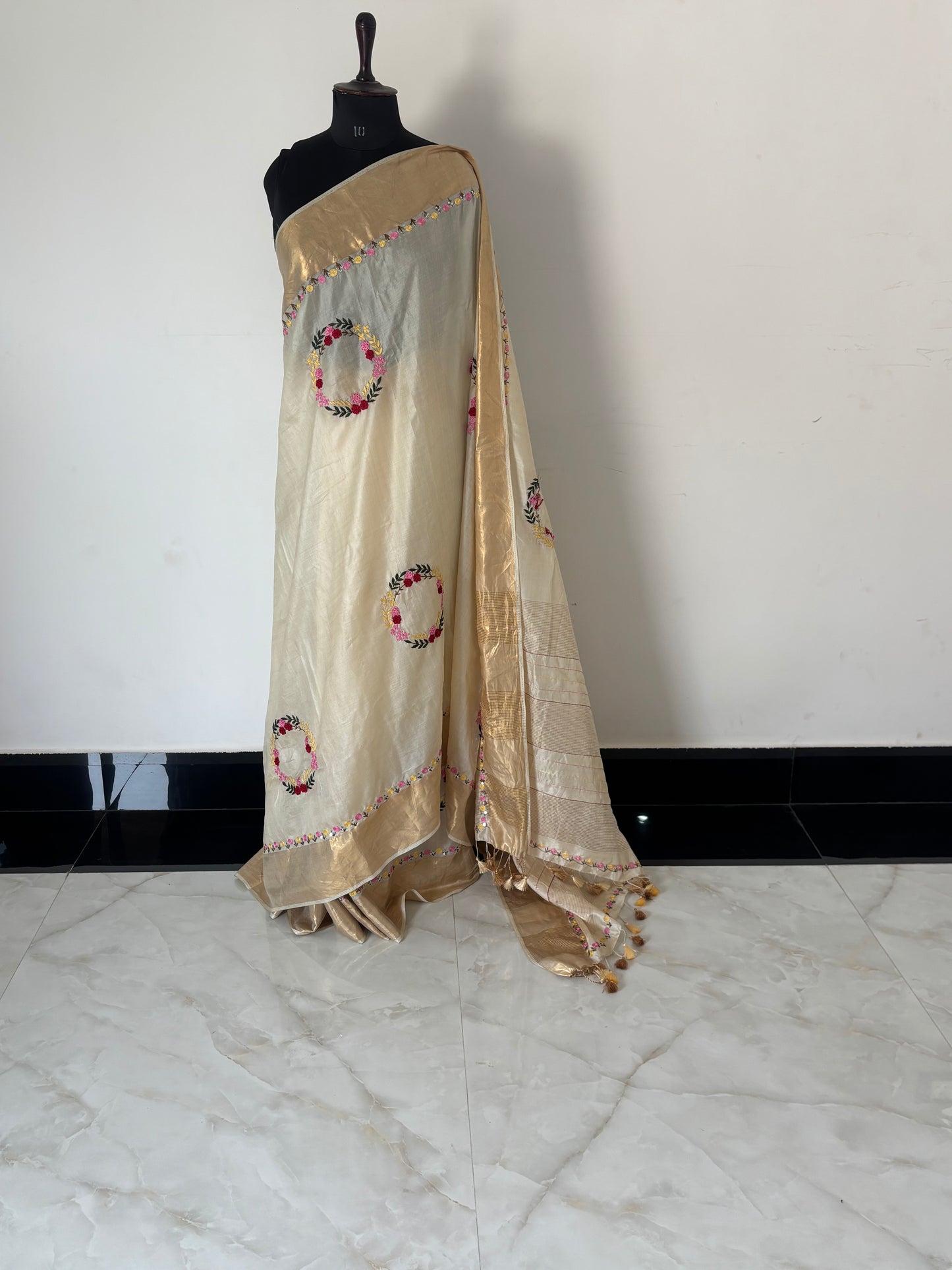 Tussar handwork saree