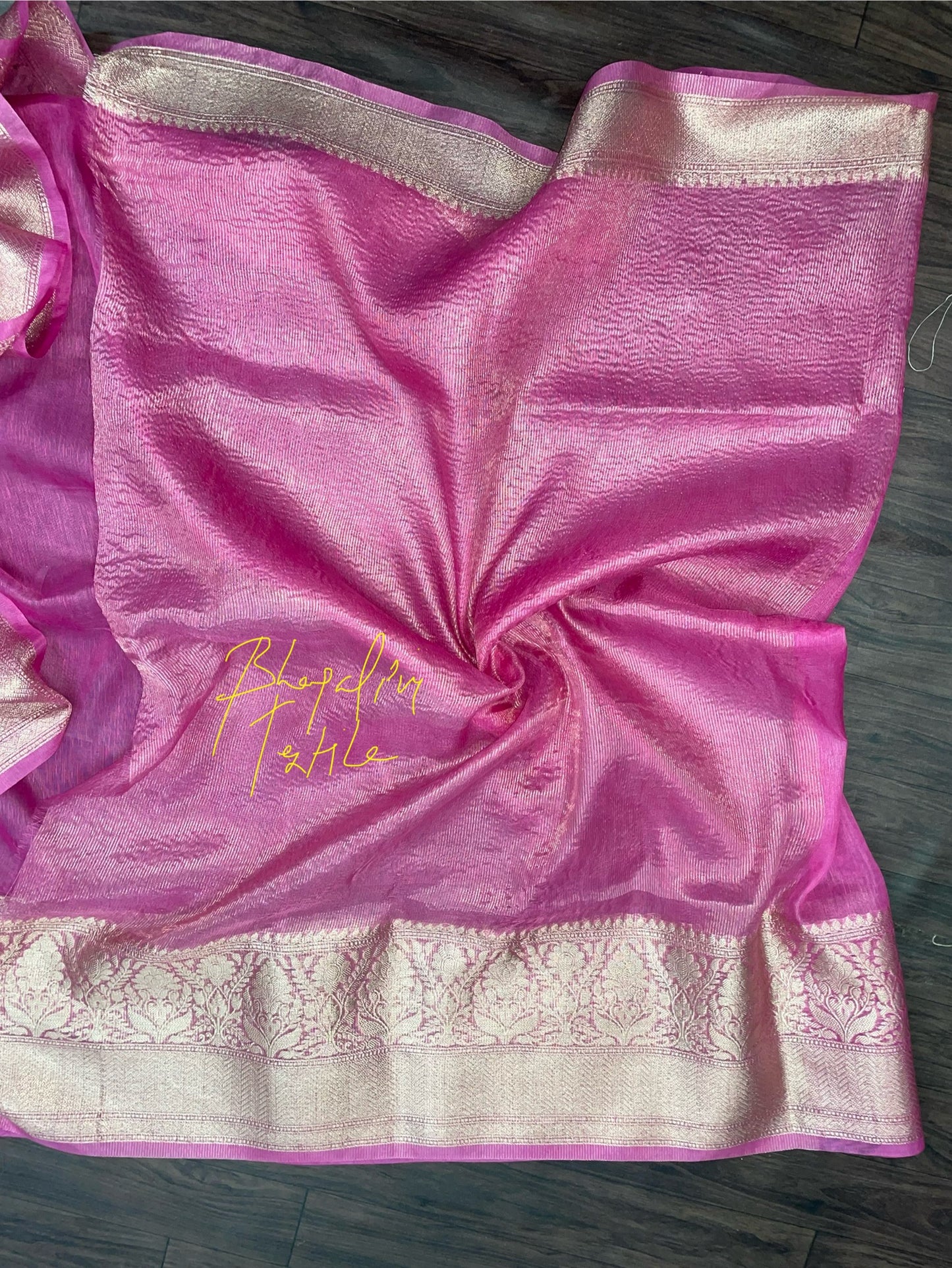 pink banarasi silk linen saree with classic zari border soft fabric ethnic wear for women