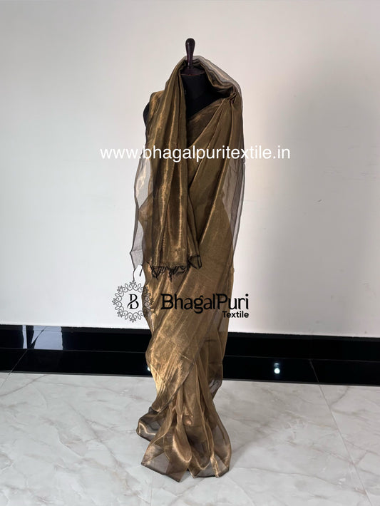 Premium black tissue silk saree with running blouse piece, soft lightweight designer saree perfect for weddings, festive occasions, and evening parties.
