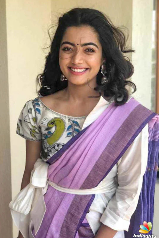 Light Orchid Linen Saree(Search Code-10123)