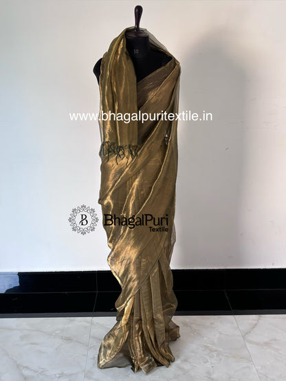 mehndi green tissue silk saree with running blouse piece, designer wedding and festive tissue silk saree.