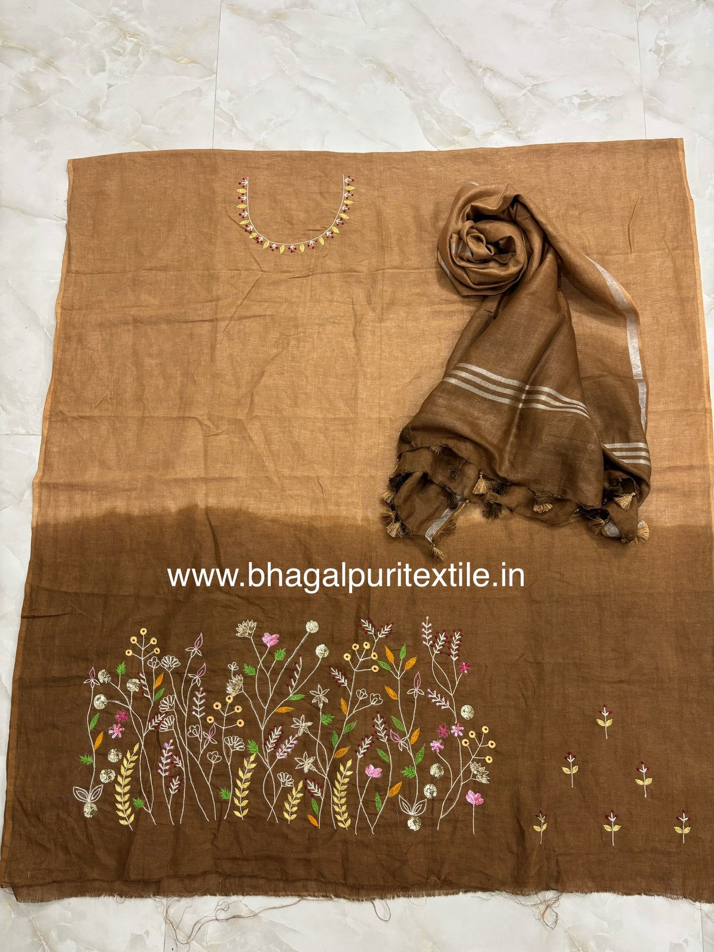 Linen Threaded Grace Un-stiched Dress (Search code-1066)