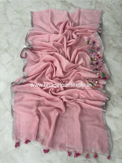 Sunshine Splendor Linen Saree 
(Search Code-1019)