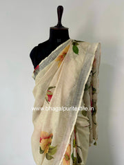Gulzari Buta Linen Digital Print Saree (Search code-1071)