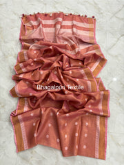 Polka Dot Linen Tissue Saree With Temple Border (Search Code-1057)