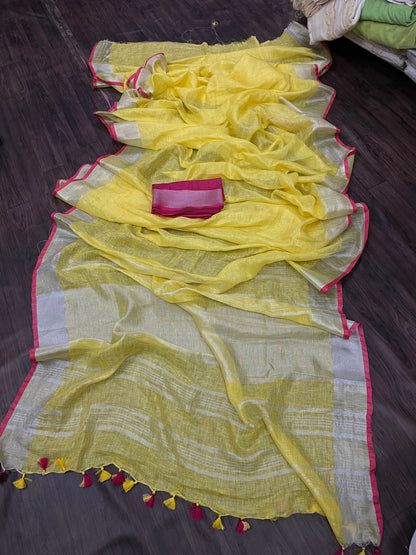 Nemo pila linen saree(Search Code-10121)