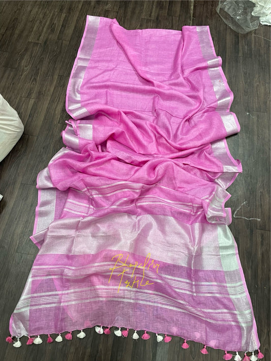 Pink Petal Linen Saree
