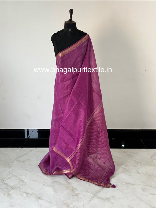 Raspberry Royale Silk Linen Saree With Running Blouse 1M (Search Code-1077)