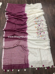 The Regal Blend Wine and White Double Tone Saree (Search Code-1027)