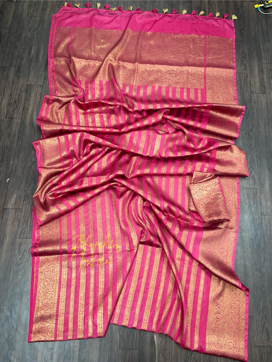 Banarasi Soft Silk Saree Pink (Search Code -1005)